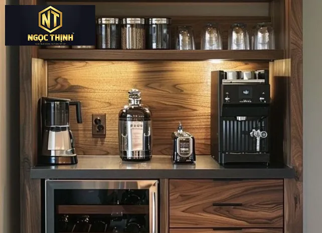 QUẦY PHA CHẾ GỖ MINI NHỎ GỌN NGỌC THỊNH - QPC04